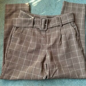 Tan Plaid Newspaper Boy Belted Trousers